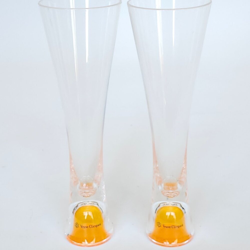 VEUVE CLICQUOT Acrylic Tumblers PAIR Champagne Flutes ATTRACTIVE BASE
